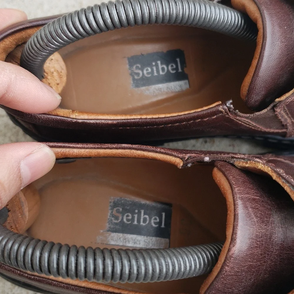 Josef Seibel Brown Zip Leather Chunky Heel Laofers Size 36 Classic Preppy Y2K